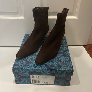 Impo - Entree Stretch Faux Suede Brown Ankle Bootie